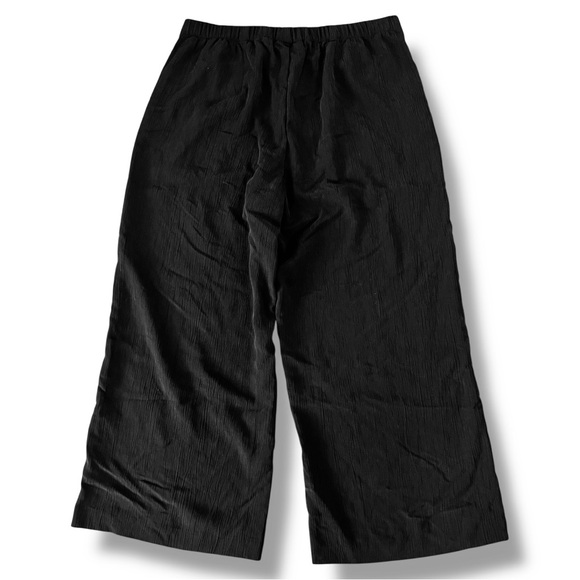 NWT J.Jill Pure Jill Black Crinkle Wide Leg Pants M Pull-On Comfort Casual - Picture 2 of 7